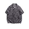Women's Harajuku Blouse Korean Style Oversized Shirt Black Cool Chiffon Short Sleeve Button Up Tops Alt Clothes Fashion