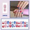 24Pcs Star Striped UV Nail Tips Resin False Nails for Party and Holiday Use