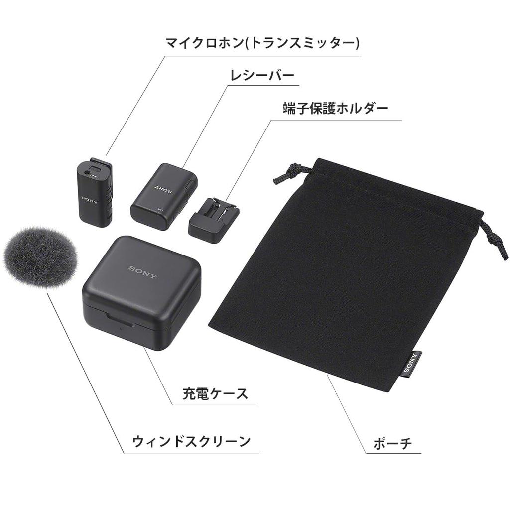 Sony ECM-W3S Single-Channel Wireless Microphone, 1 Transmitter + Receiver + Charging Case, Windscreen