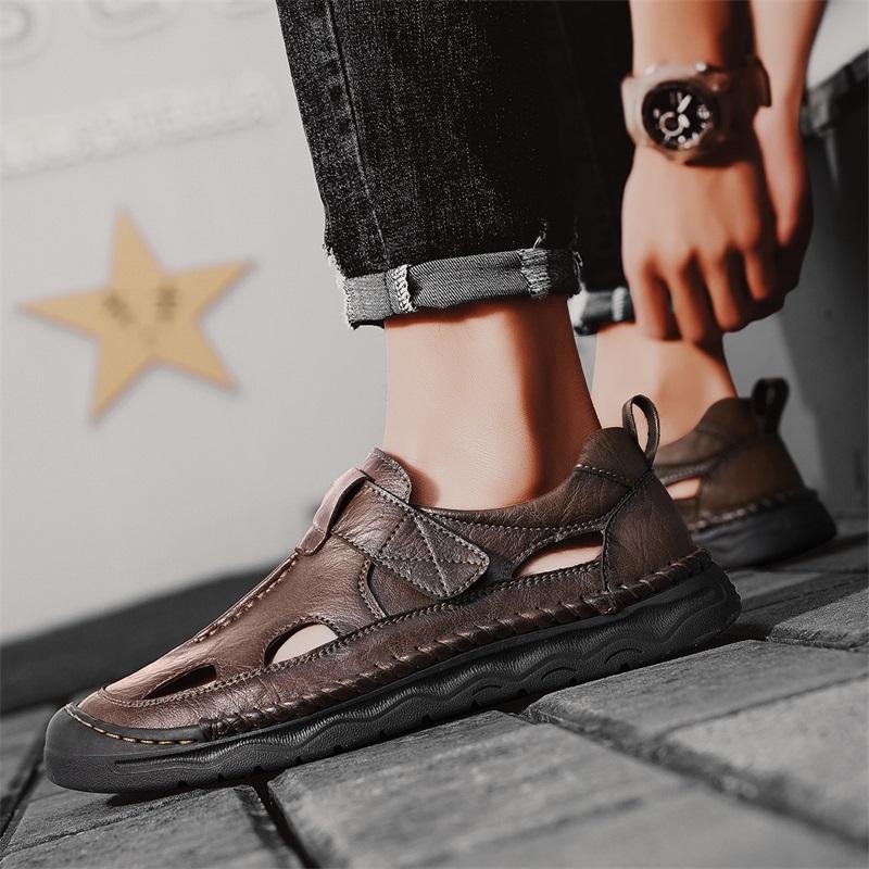 Fashion New Brand Mens Sandals Designer Fashion Leather Casual Footwear Summer Comfortable Beach Slippers Outdoor Non-slip Men Sandalias