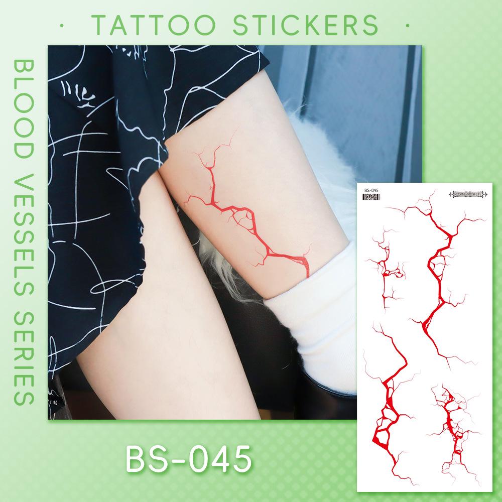 Ricalon Halloween Vein & Lightning Flame Tattoo Stickers, Waterproof & Sweatproof