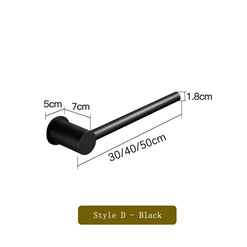 Copper Metal Towel Rod Without Punching Toilet Towel Rack Bold Towel Ring Bathroom Light Luxury Bath Towel Rack Towel Single Rod