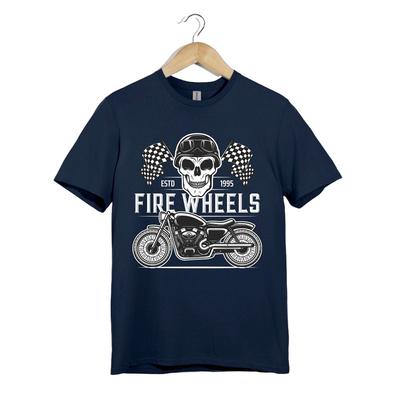Fire Wheels Skull Motorcycle T-Shirt – Biker Club Tee – Vintage Racing Motorbike