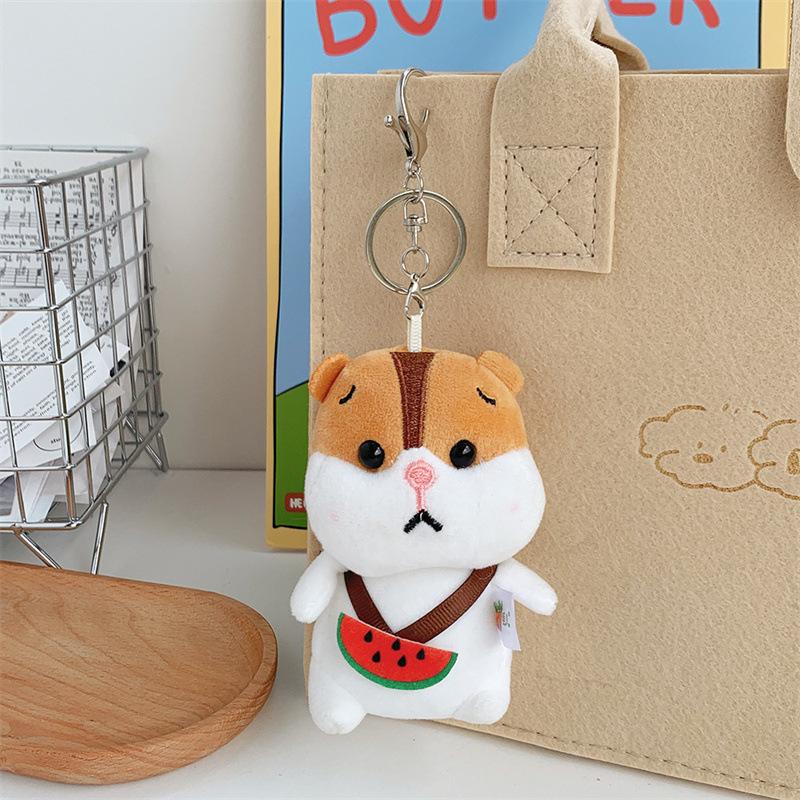 

Creative Backpack Fruit Hamster Doll Schoolbag Keychain Hanging Decoration Plush Doll Children s Toys Same About 12cm