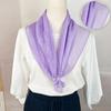 Women's Pleated Solid Color Small Square Scarf | Purple Neck-Protecting Silk Scarf Professional Spring-Autumn Scarf Decorative Neck Wrap for Ladies