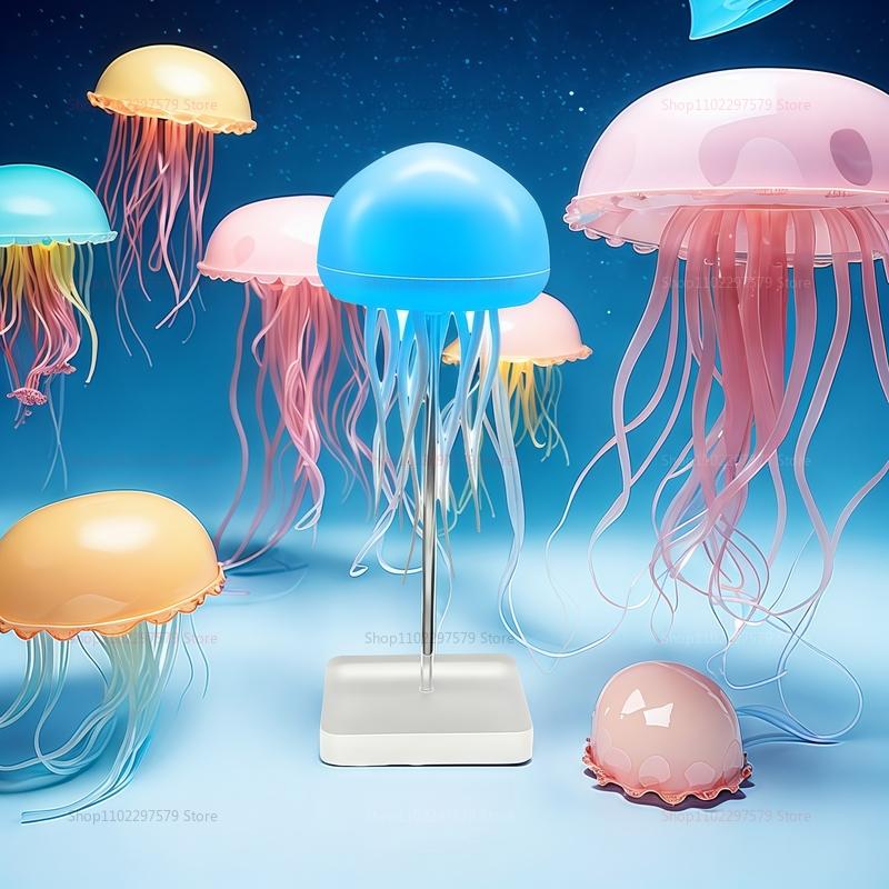 2025 New Jellyfish Cartoon Night Light RGB Gradient Cute Bedside Lamp Voice Control Table Lamps Child Room Decoration LED Lights