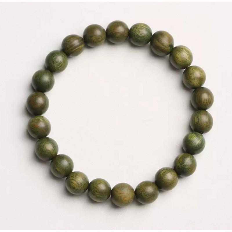 Handmade Green Sandalwood Cat Paw Bead Bracelet Couples Boho Style Unisex Wooden Prayer Wristband Plain Green Sandalwood Bead Single Loop 8mm