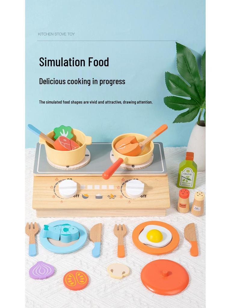 Wooden Pretend Play Cooking Set: Fruits, Vegetables, Meats & Cutlery Toy