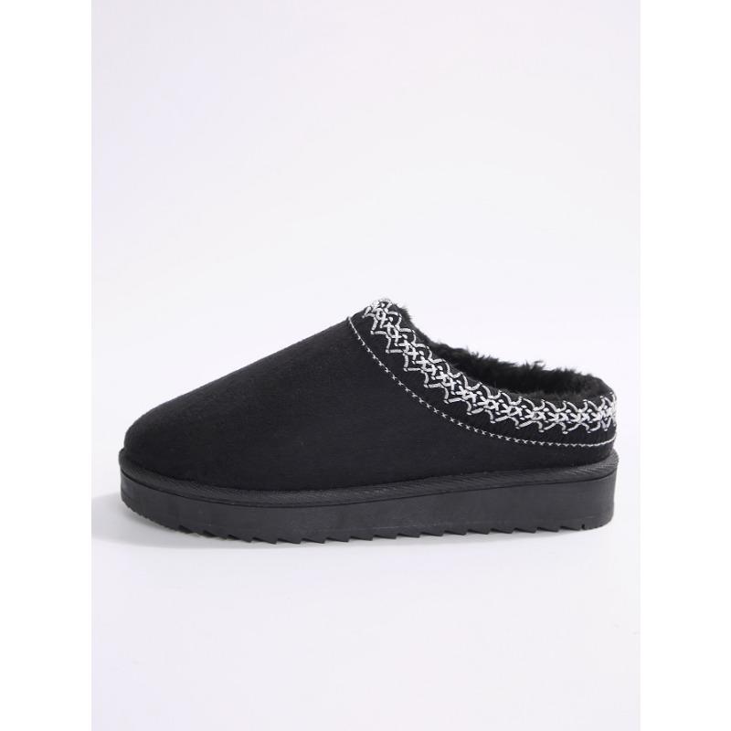 Outer hairy half-mop snow shoes autumn and winter new plush warm thick-soled slippers without heel cotton mop