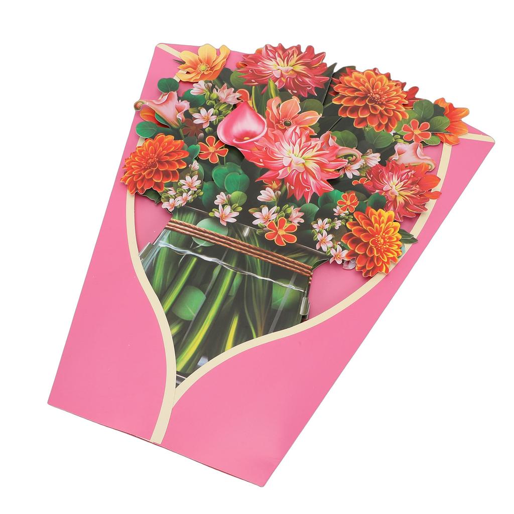 Dahlia Bouquet Pop Up Card Lifelike Exquisite Anti Fading 3D Paper Flower Bouquet Card Home Decoration