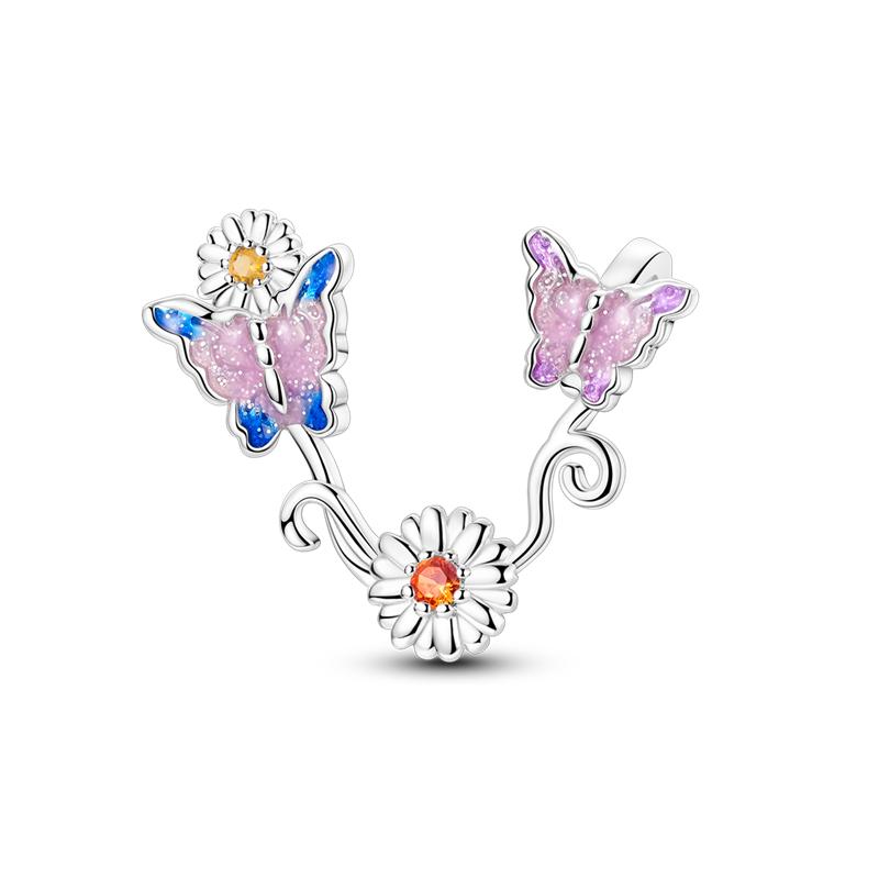 Newest Stunning Charm Bead copper Lover Flowers Dangle Cute Pets Pendants Compatible With Authentic Bracelets Do It Yourself Jewellery