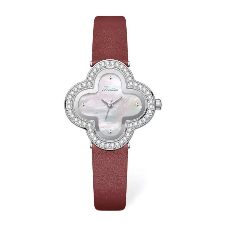 9758 Vierblättriges Kleeblatt Stahlarmband Uhrenarmband Damenuhr