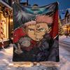 Jujutsu Kaisen Muster Decke für Heimdekoration, Bett, Sofa, Autoreise, Camping, Geeignet für alle Jahreszeiten, Geburtstags-Weihnachtsgeschenk