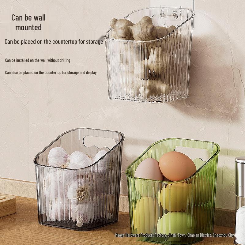 Wall-Mounted Kitchen Storage Box for Scallions, Garlic, and Ginger