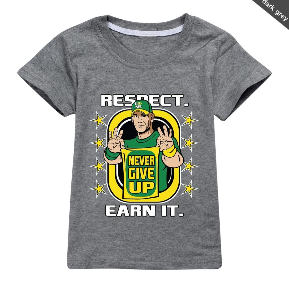 Fashion Printed Top Casual Loose Short Sleeve Crew Neck T-Shirts Boys 160 темно-серого