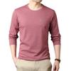 Herren Rundhals Frühling Neues Langarm T-Shirt für junge und mittlere Menschen Dünne Baumwolloberteile Herren Lässiger Pullover Rundhals