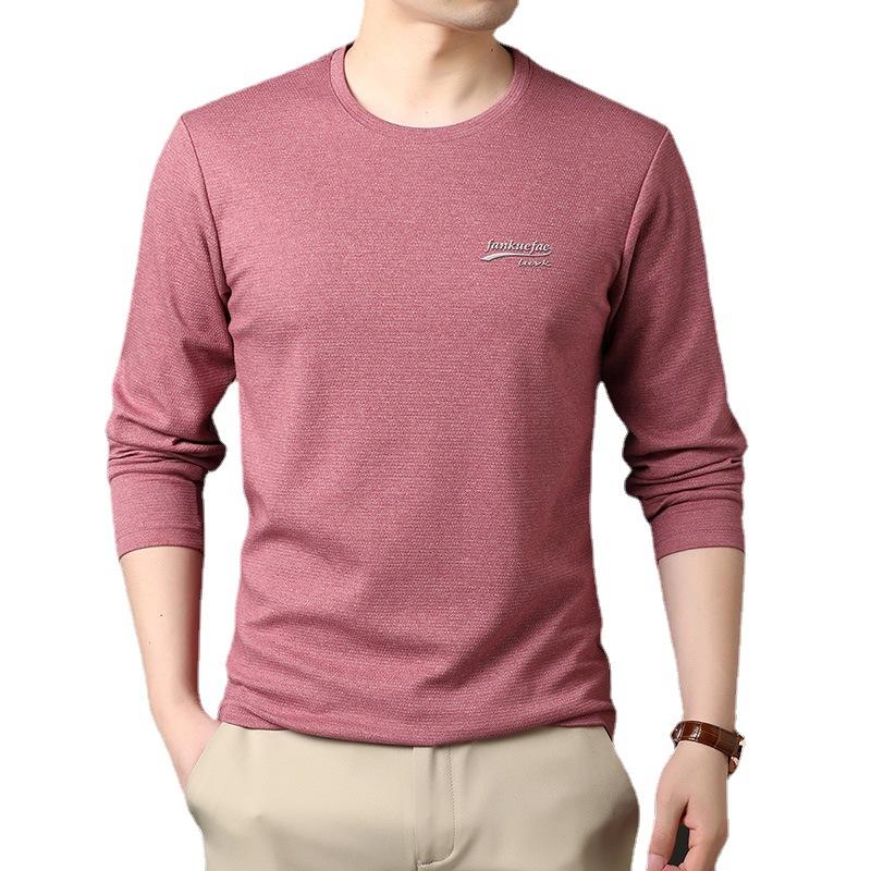 Herren Rundhals Frühling Neues Langarm T-Shirt für junge und mittlere Menschen Dünne Baumwolloberteile Herren Lässiger Pullover Rundhals
