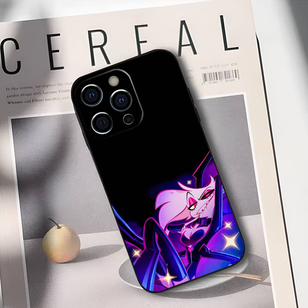 Angel Dust H-Hazbin H-Hotel Phone Case For iPhone 17,16,15,14,13,12,11 Plus,Pro Max,XS,Soft Silicone Black Cover
