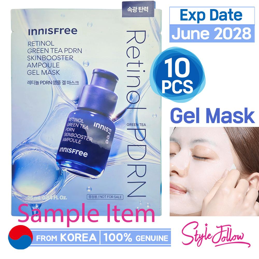 10 Stück_[INNISFREE] Retinol Grüner Tee PDRN Skinbooster Ampullen Gelmaske 23ml (Stichprobe)