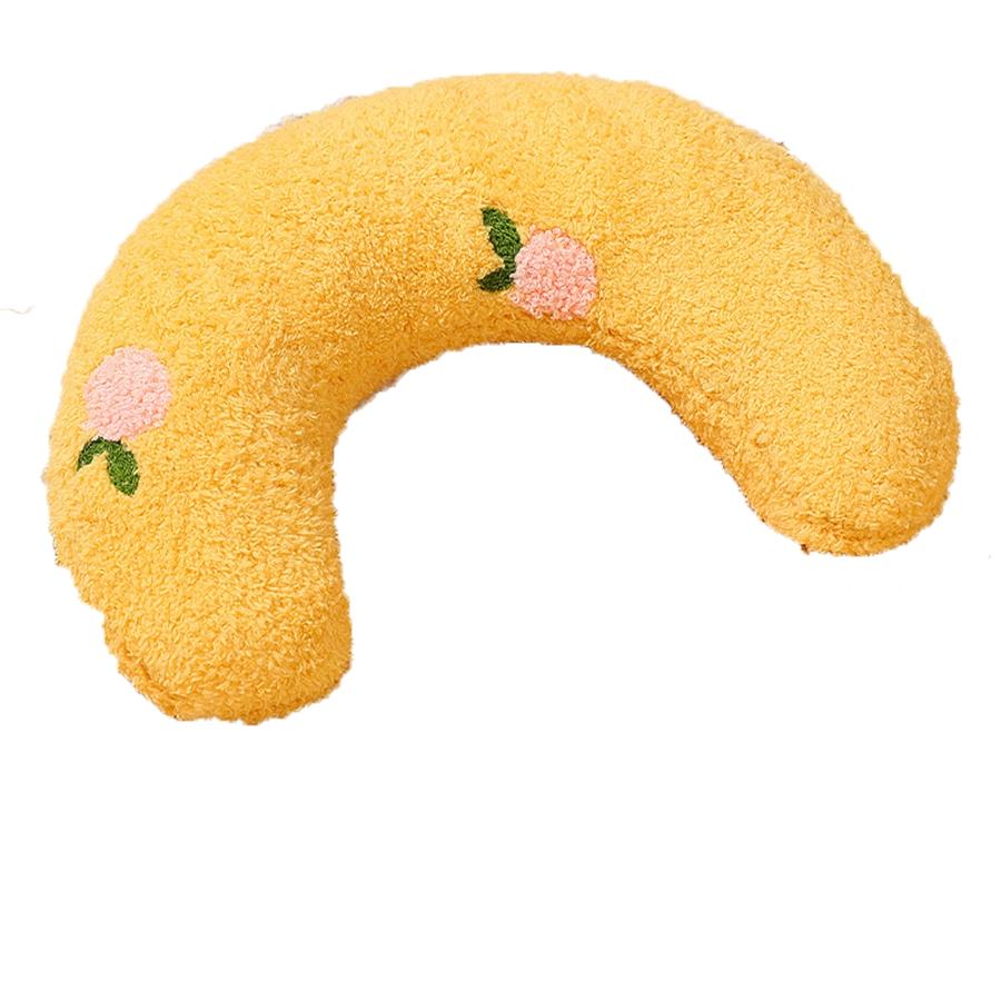 

U-образная подушка для кошек, защищающая шейный отдел позвоночника, маленькая подушка для глубокого сна для кошек, подушка для кошек, чтобы кусать игрушки для домашних животных жёлтый