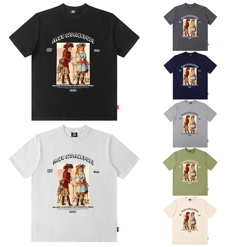 American Trendy Brand Youth Print Ins Men'S Loose Casual Pure Cotton Couple Short-Sleeved T-Shirt Half-Sleeved