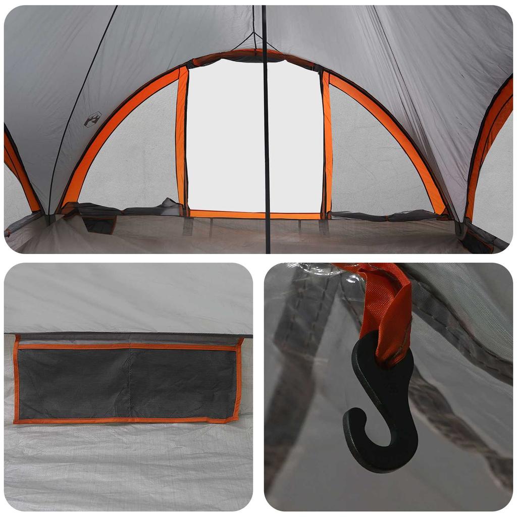 Tipi Tent Gray and Orange 18 Person Polyester and Steel