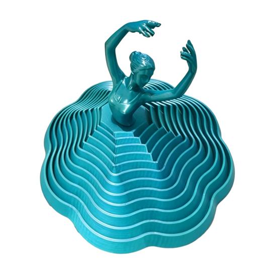 3D Printed Ballet Ornaments Dancer Girl Sculpture Spinning Ballet Rotational Movement Elegant циан
