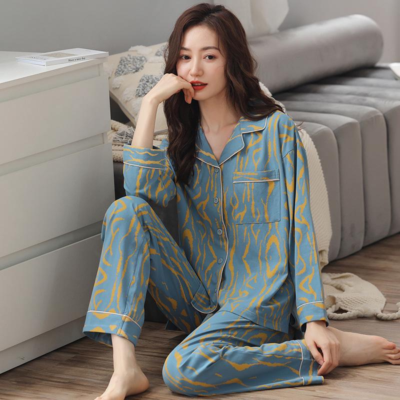 Pajamas women spring and autumn pure cotton long-sleeved 1011 new cotton suit Korean version casual can be worn outside loungewear