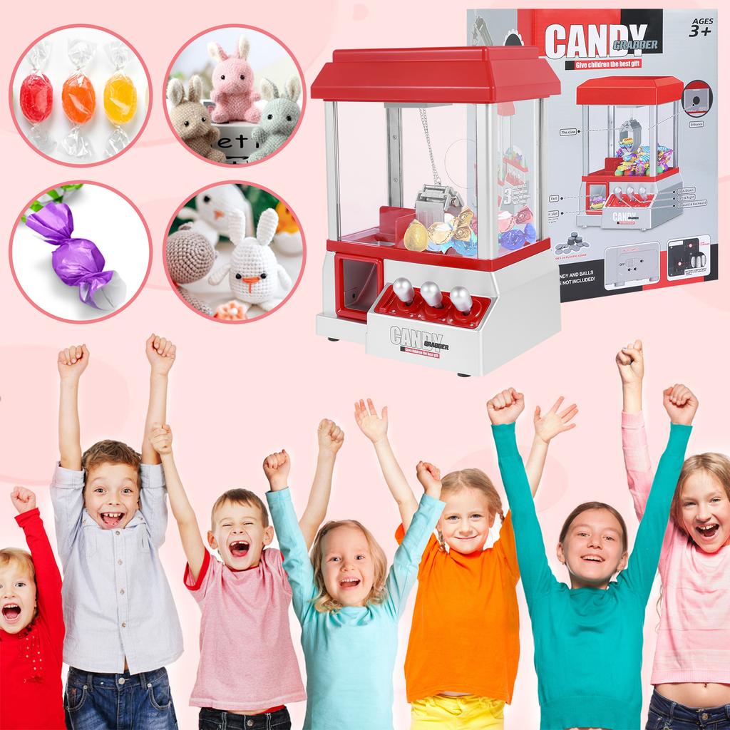 Creative Claw Machine Arcade Game with 24 Game Coin Mini Candy Grabber Machine Prize Toys Dispenser for Kids Gifts Party Game