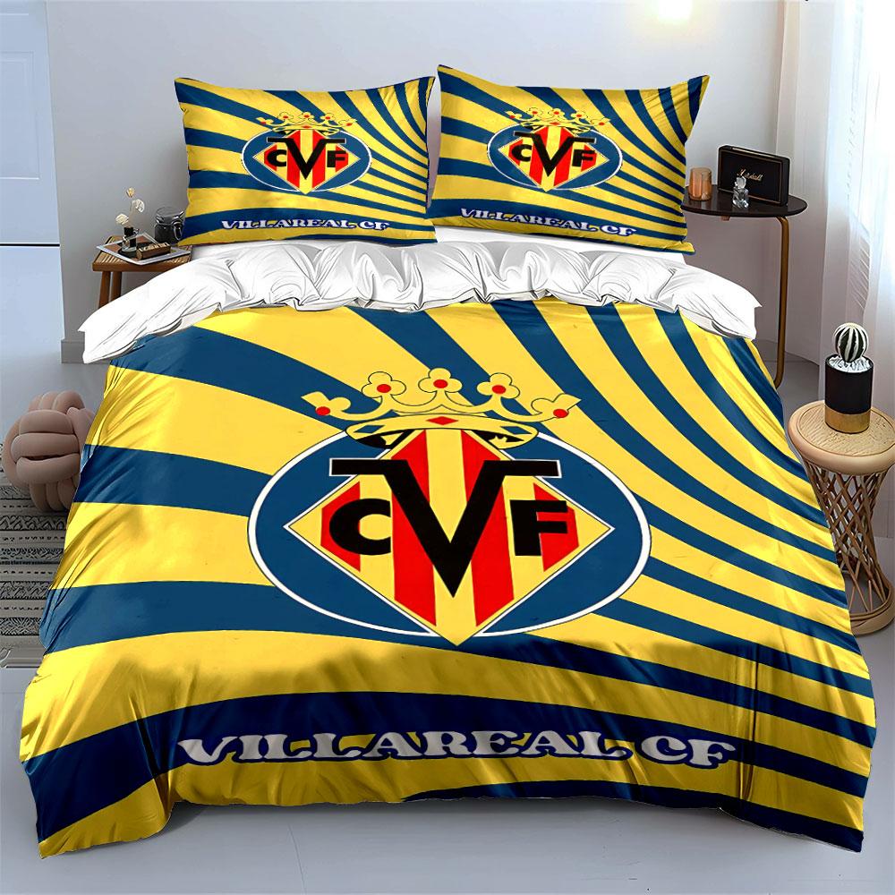 Villarreal CF Logo Bedding Set Bedding Duvet Cover Set Duvet Cover Pillowcases (1 * Duvet Cover 2 * Pillowcases, Without Duvet Insert)