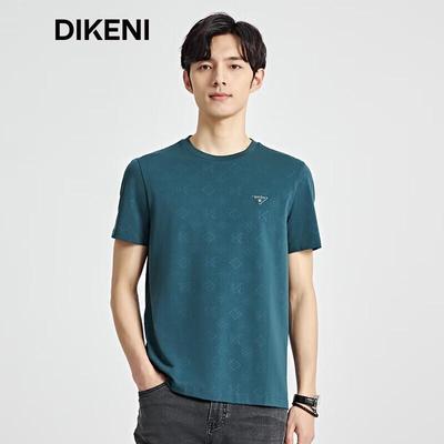 DIKENI Men's Short Sleeve Jacquard Knit T-Shirt