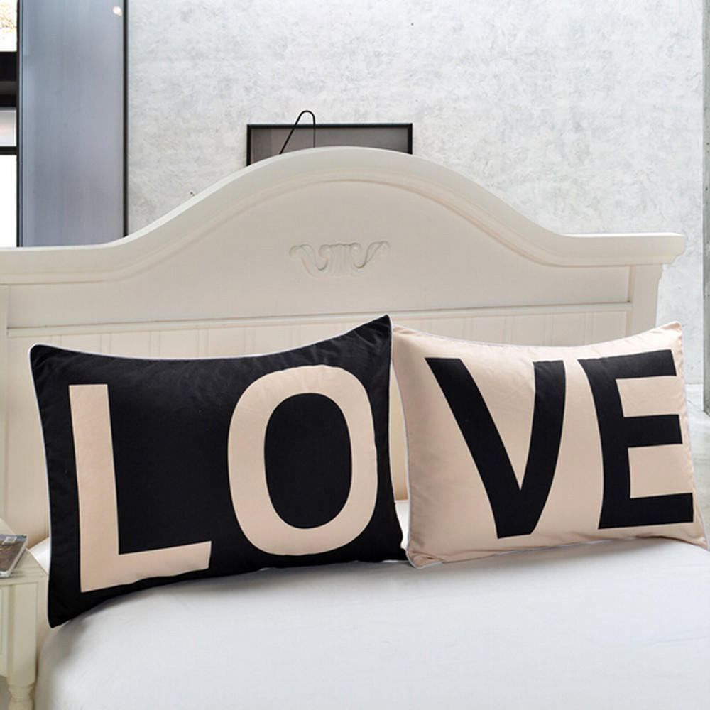 LOVE Rectangle Cotton Linter Pillow Cases Cushion Covers