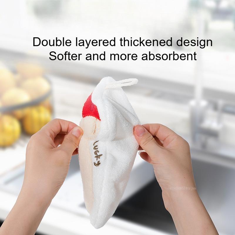 Cute Christmas Tree Hand Towel Thickened Hanging Design Handkerchief Towel Kitchen Rag Small Square Towel 26x19cm Rag