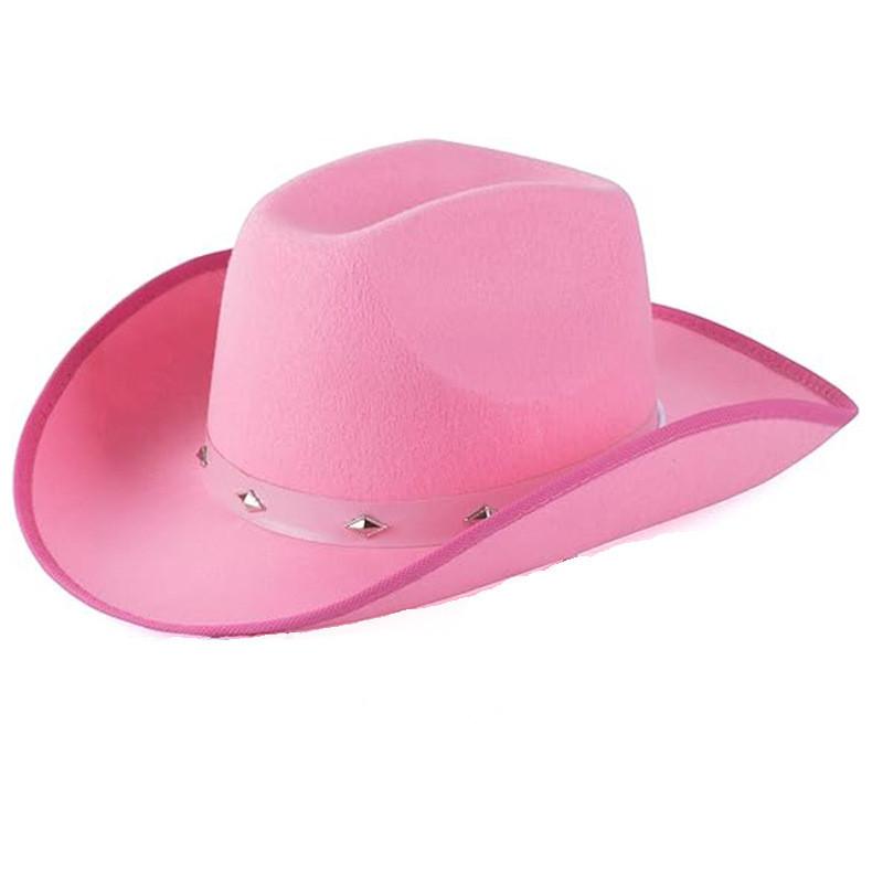 

Fashionista Cowboy Hat With Studded Embellishments For Party Costumes темно-рожевого кольору