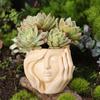 Artistic Women Head Planter Imitation Stone Texture Resin Plant Pot Elegant Female Face Planter for Succulents Indoor Balcony Bedroom Decor