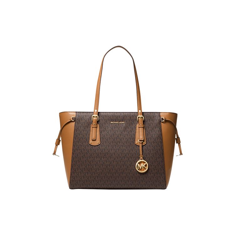 

Michael Kors Mk Voyager Monogram Vintage Classic Leather Tote Bag Women tote Dark-Brown 30F8GV6T8B-252 Basic Set (Bag+Dust Bag)