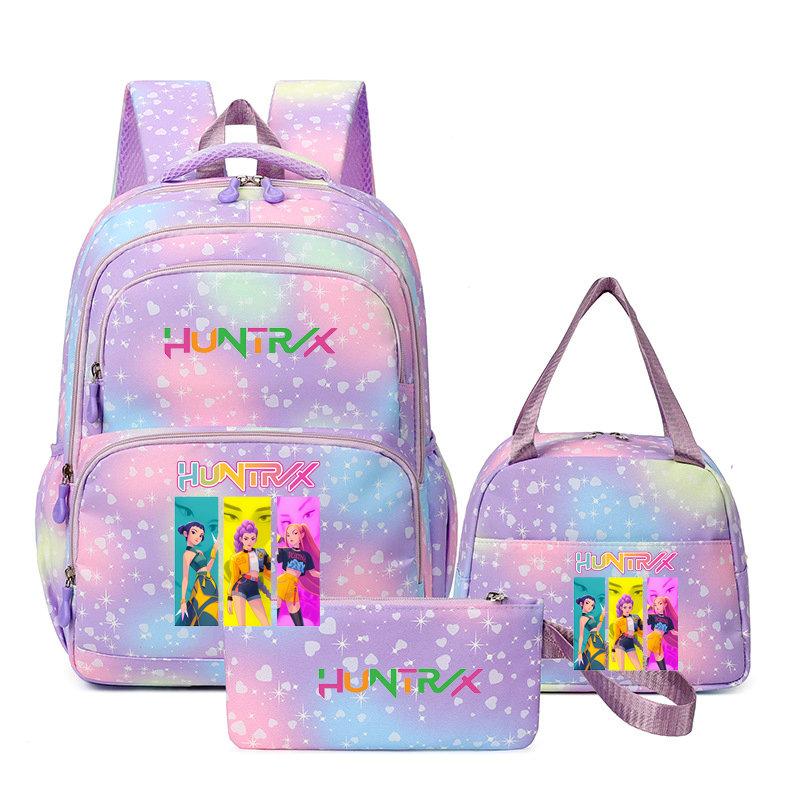 3Pcs/Sets Mochila Backpack Colorful Schoolbag Pencil Case Lunch Bag for Students School Bags Pen Bags