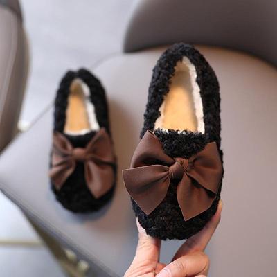 Módne všestranné dievčatá zimné zamatové zahustené teplé topánky detské nadýchané topánky detské domáce bavlnené topánky Doudou topánky