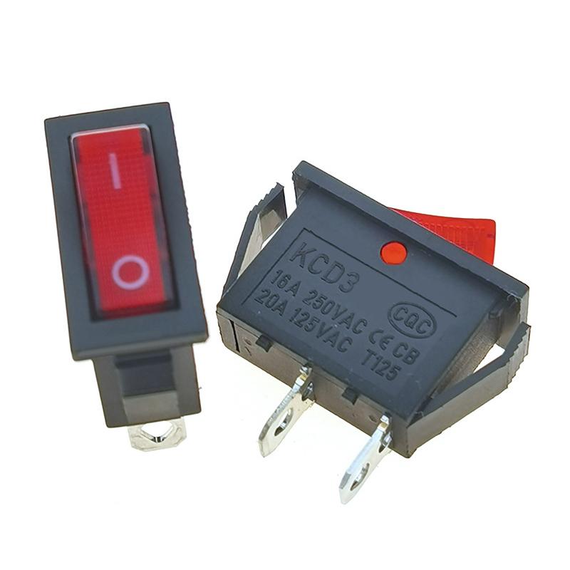 5Pcs Kcd3 Rocker Switch 16A 250Vac/ 20A 125Vac 2/3 Position Electrical Equipment With Light Power Switch On-Off On-Off-On