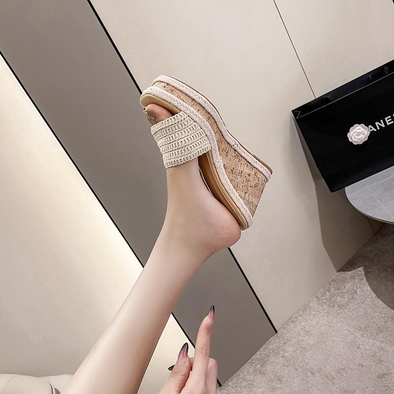 High heels waterproof table fish mouth sandals muffin thick bottom slope heel cool slippers women's shoes