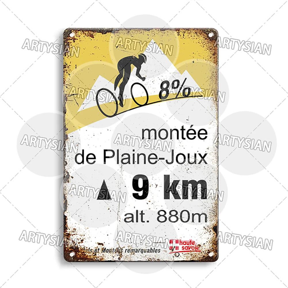 Tour de France Kovová cedule Cyklistická plaketa Paves Du Paris Roubaix Col du Galibier Col de Sarenne Alpe d'Huez Mont Ventoux Glandon