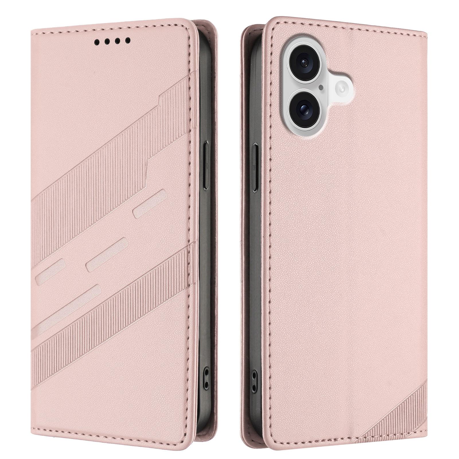 

For iPhone 17 Phone Cases Punk Style Imprinted Wallet Stand Leather Cover Pink