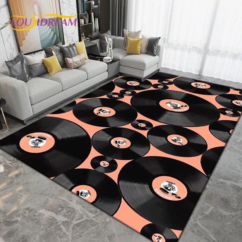 Classical Music Vintage Vinyl Record Area Rug Large,Carpet Rug for Living Room Bedroom Sofa,Kitchen Bathroom Non-slip Floor Mats