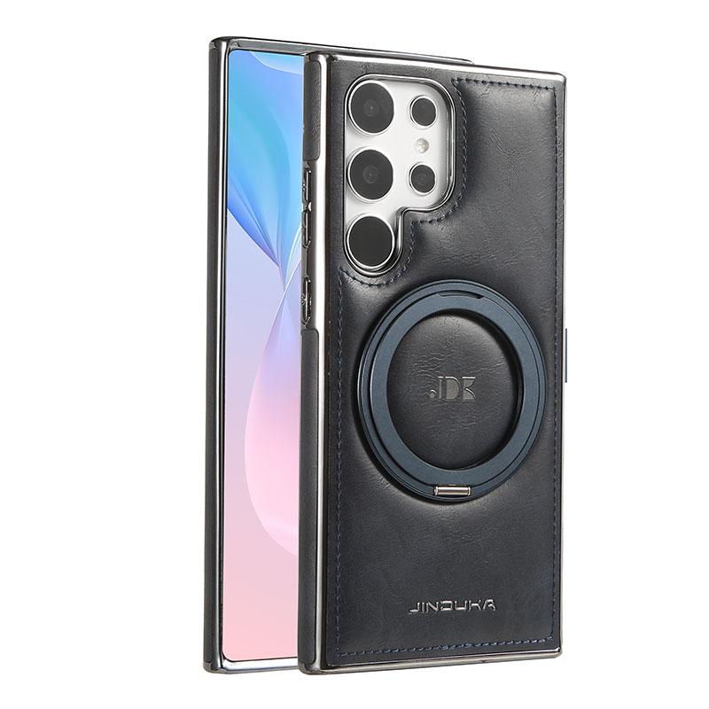 Obchodní kožené pouzdro s magnetickým otočným držákem pro Samsung Galaxy S24 Plus S23 S22 Ultra pro MagSafe Luxusní ochrana objektivu Nárazuvzdorný kryt telefonu