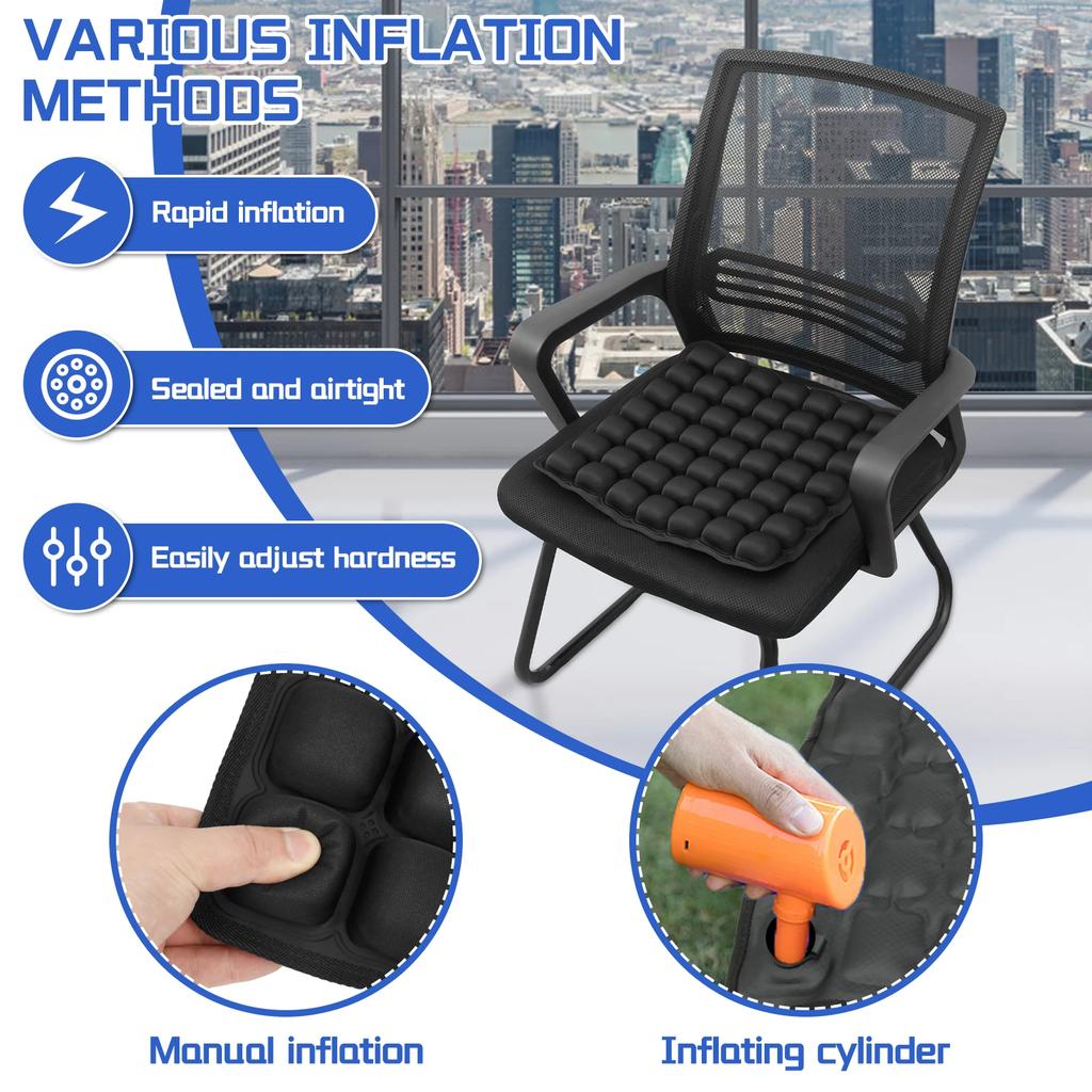 Inflatable Seat Cushion Portable Travel Air Seat Cushion 49 Airbag Comfortable TPU Air Sitting Pad for Home Office Car Traveling