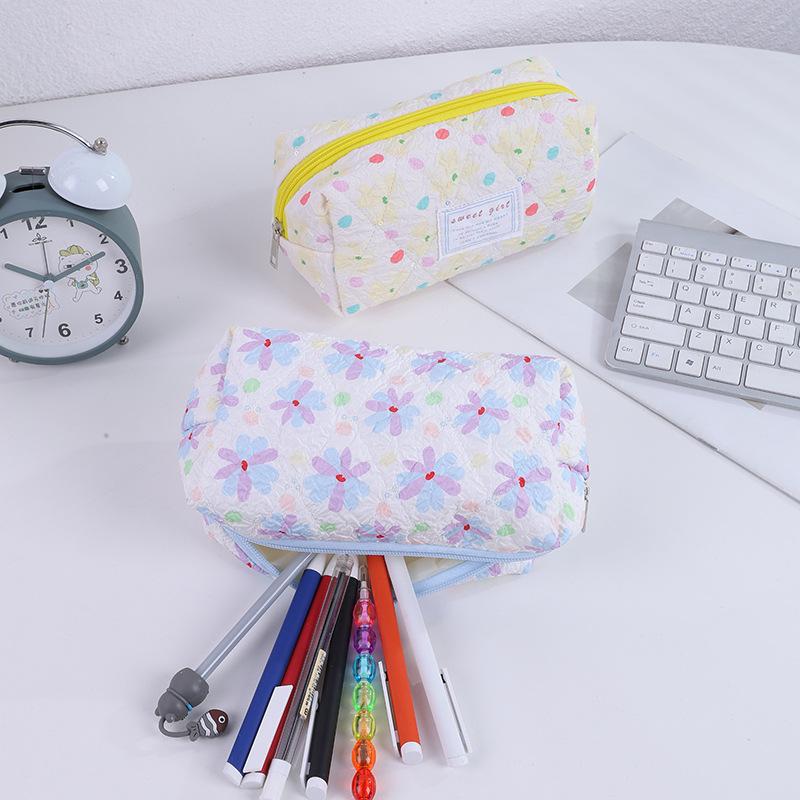 Sweet Cute Floral Pen Case Cosmetic Bag Girl Sundries Makeup Storage Bags Travel Portable Organizer Bag Student Stationery Gifts