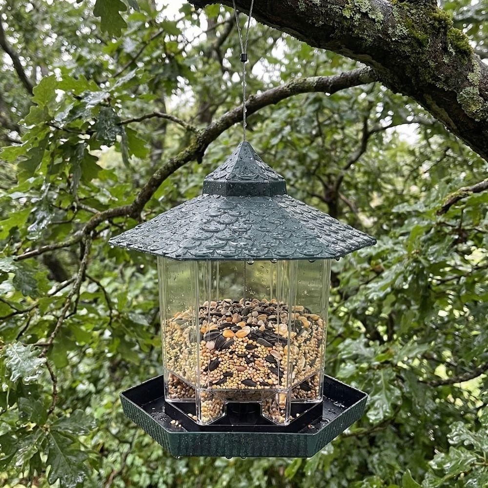 Large Capacity Hanging Bird Feeder Tower Shape Food Container Bird Feeding Station  Outdoor Use