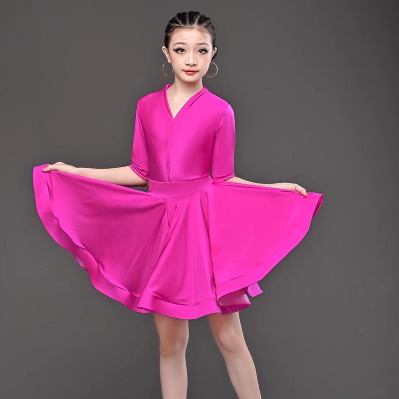 Girls Professional Latin Dancing Dress Kids Ballroom Salsa Dance Wear Clothing Children's Competitions Latin Stage Wear Clothes