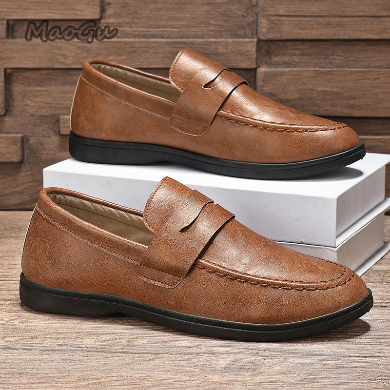 Autumn New Men's Leather Casual Shoes Soft PU Mens Slip-on Lightweight Comfortable Driving Loafers Zapatillas Hombre Size46