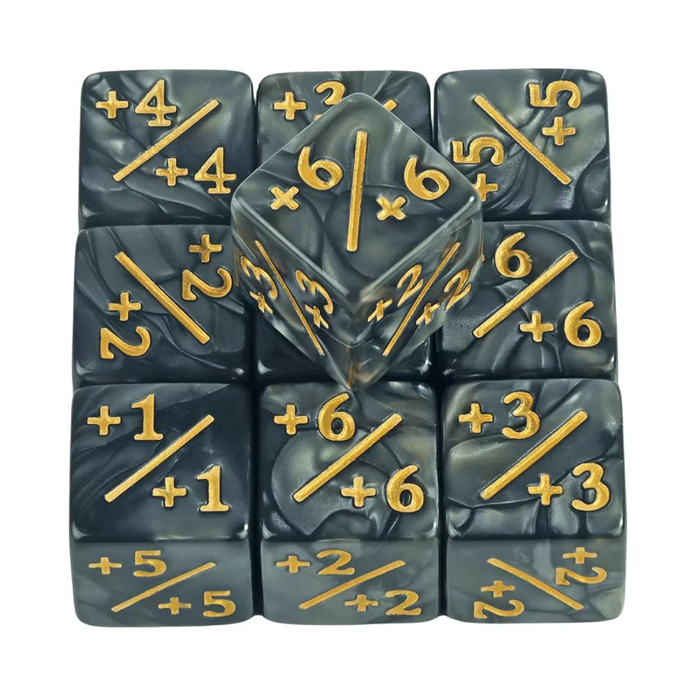 New Six Sided Dice Set D6 Counters  1/ 1 and -1/-1 Set of 10 Dice for Math Teaching ,Kid Arithmetic Toys, Card Game Accessories